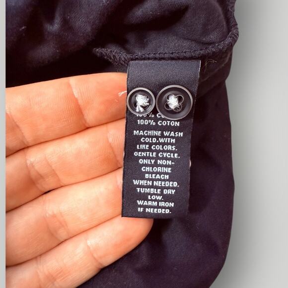 Saks Fifth Avenue Modern Black Cotton Shirt Jeweled Collar Hummingbird sz  S/P - Picture 7 of 9